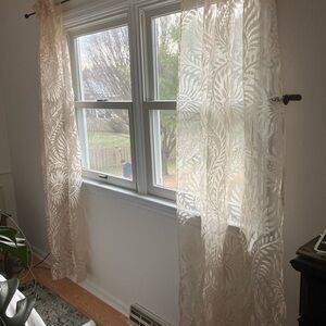 Pier 1 Cream Patterned Sheer Curtains